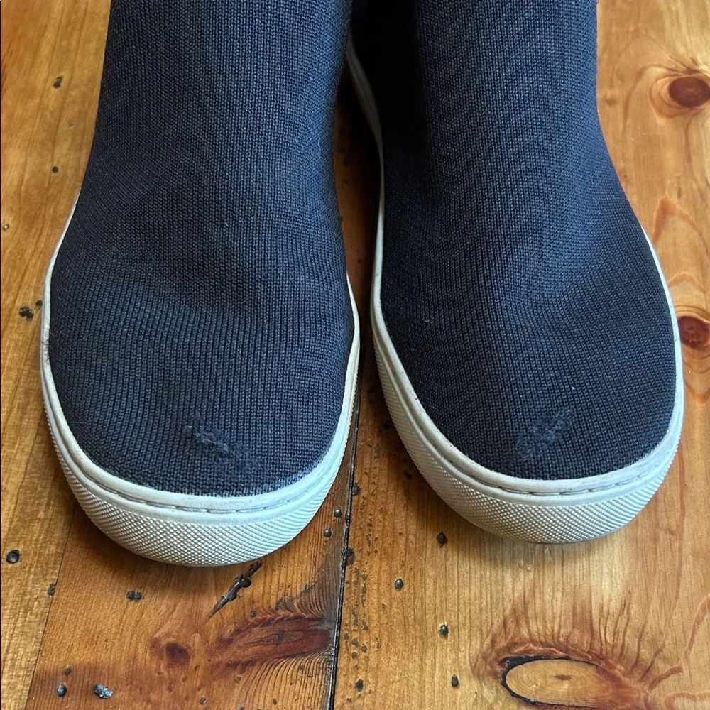 Rothy's Black Knit Slip-On Loafers with White Sole